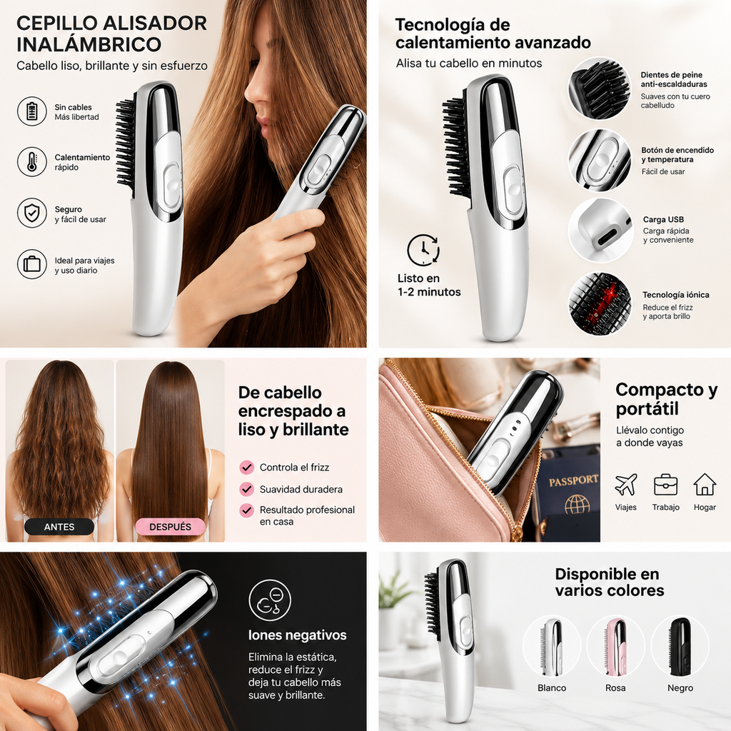 ✨Cepillo Anticaída con LED y Vibración – Cuida tu Cabello Cada Día