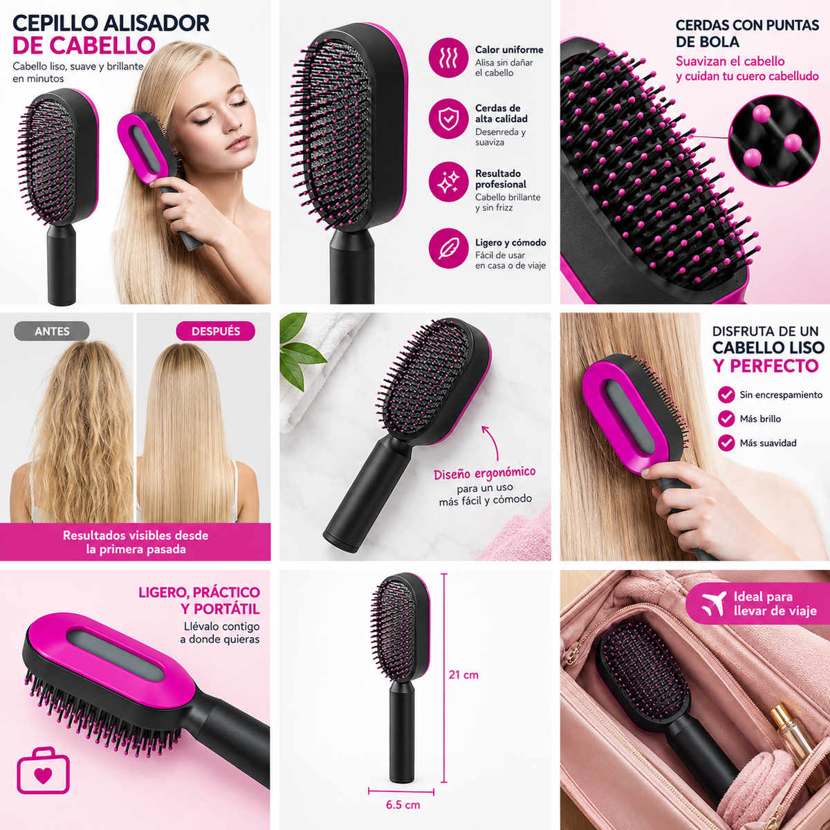 ✨ Cepillo Desenredante – Cabello Suave y Sin Tirones