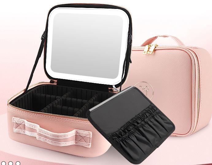 ✨Organizador de maquillaje portátil con espejo LED